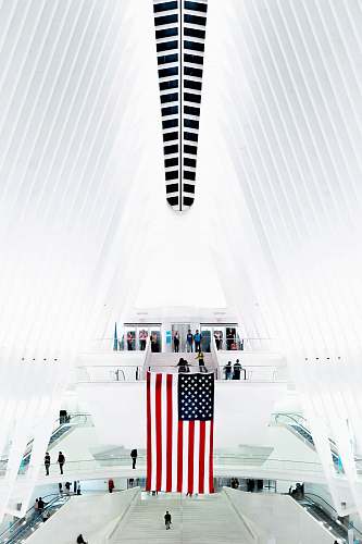 united states flag of U.S.A. inside white structure white